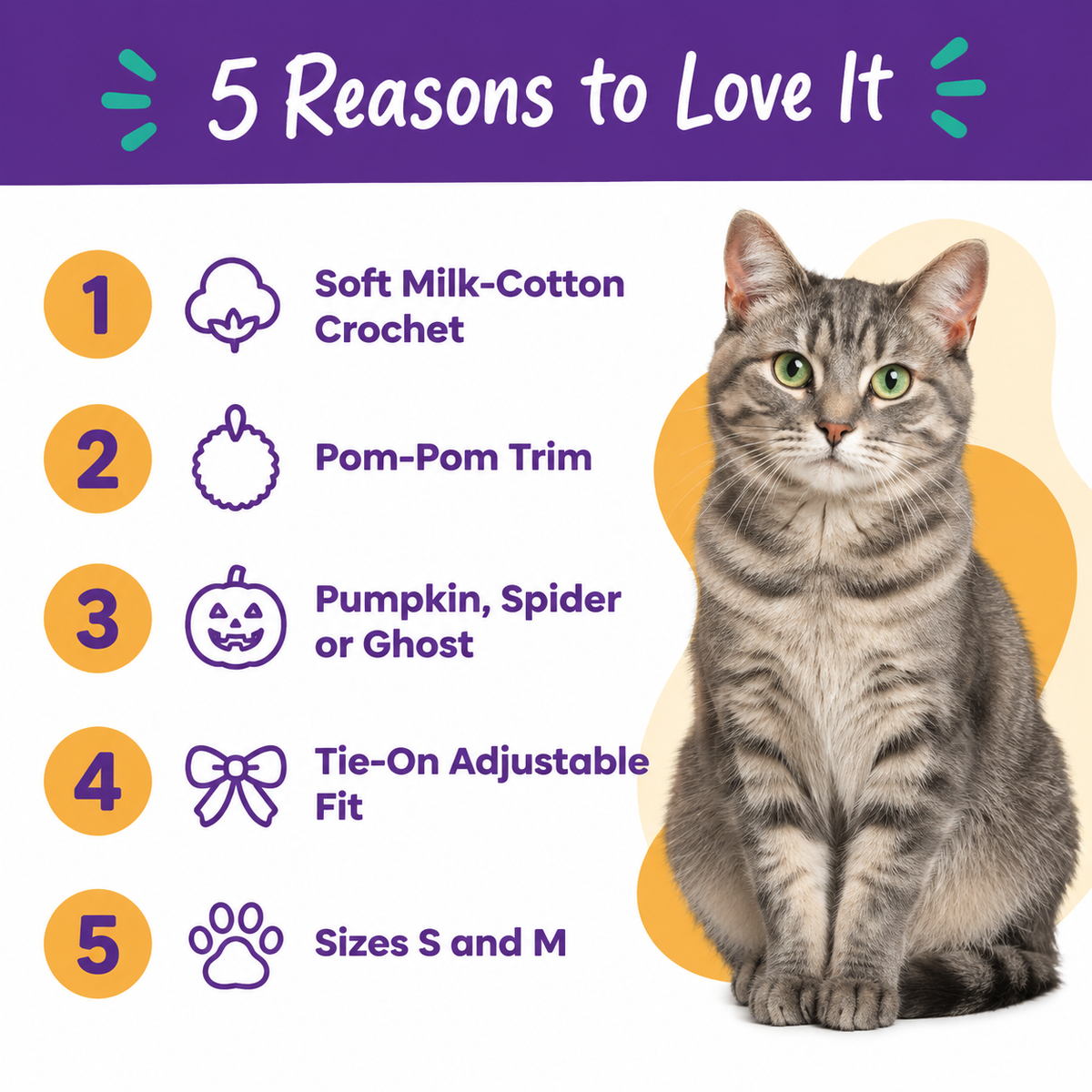 5 reasons to love the LitterBond Pom-Pom Crochet Halloween Collar