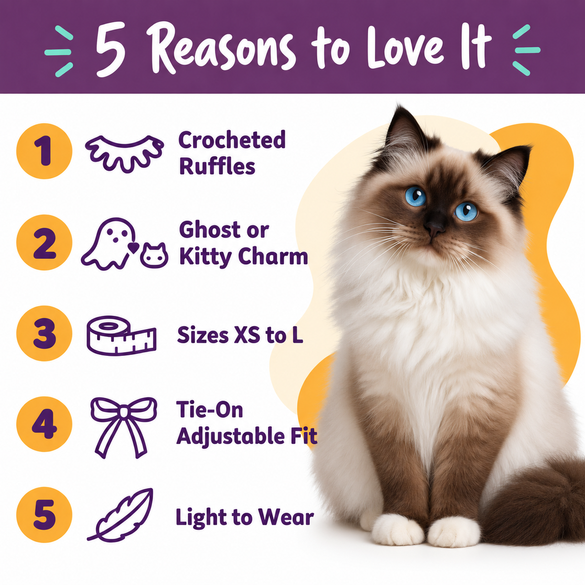 5 reasons to love the LitterBond Ruffled Crochet Halloween Collar