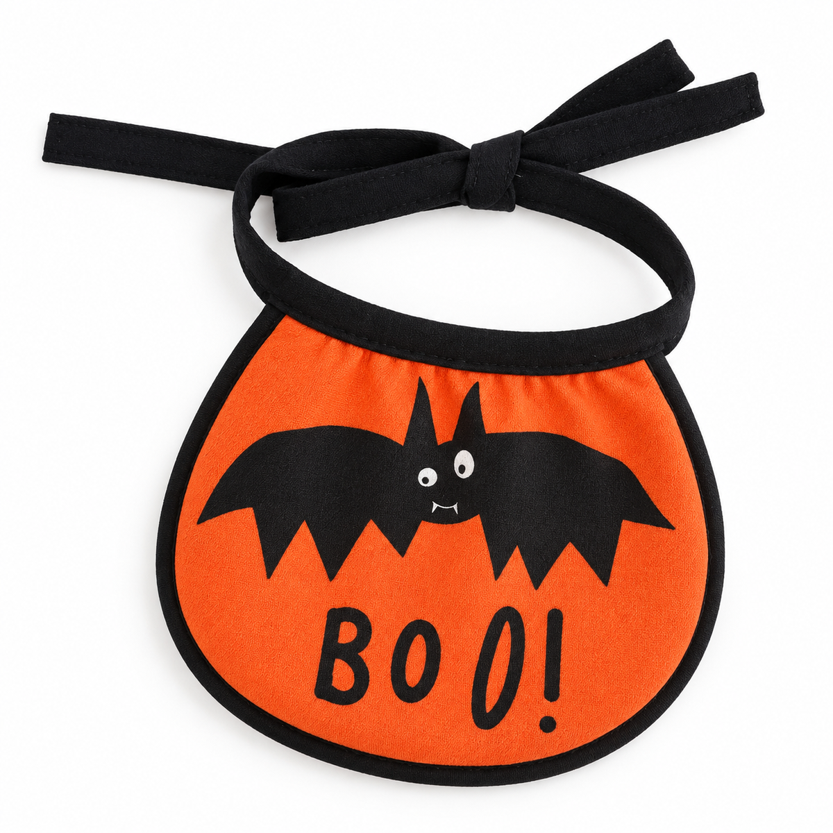 LitterBond Printed Halloween Bib, Boo Bat, on a white background