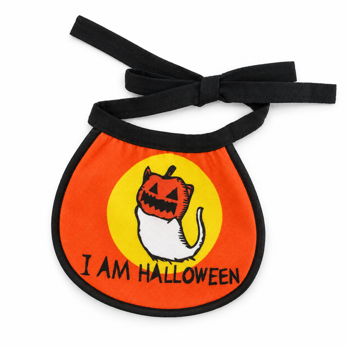 LitterBond Printed Halloween Bib, I Am Halloween, on a white background