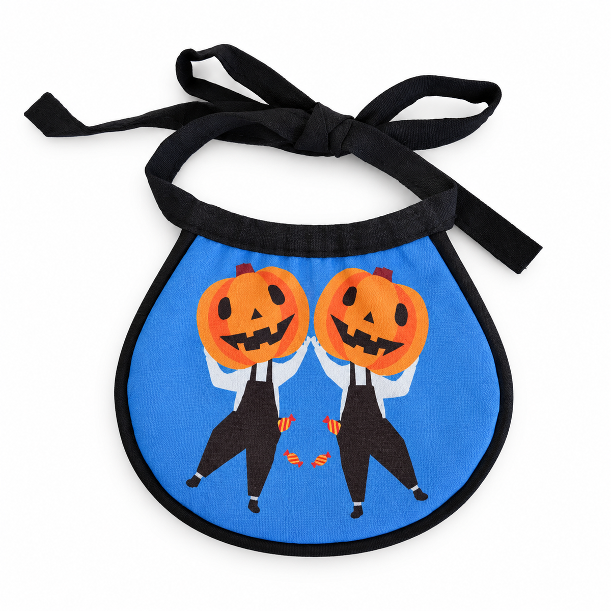 LitterBond Printed Halloween Bib, Pumpkin Pals, on a white background